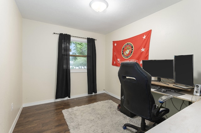 office featuring dark hardwood / wood-style floors