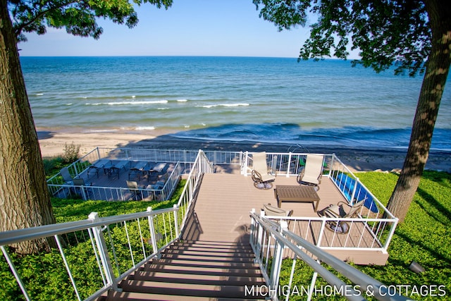 water view with a view of the beach