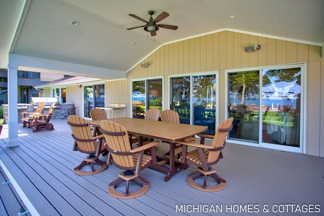 deck featuring ceiling fan