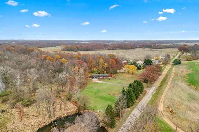 aerial view featuring a rural view