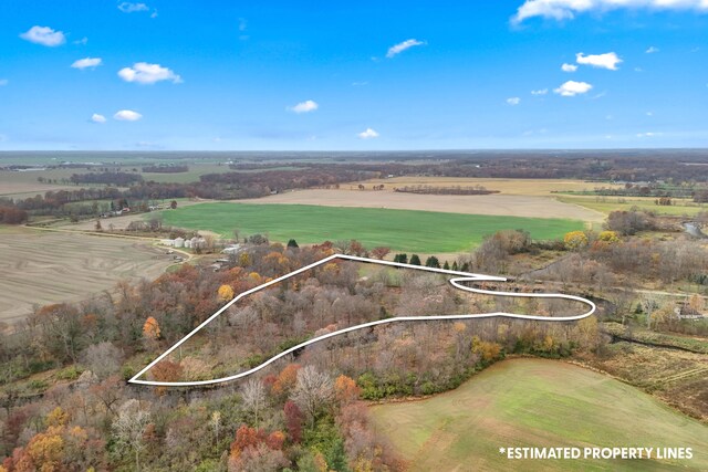 aerial view featuring a rural view