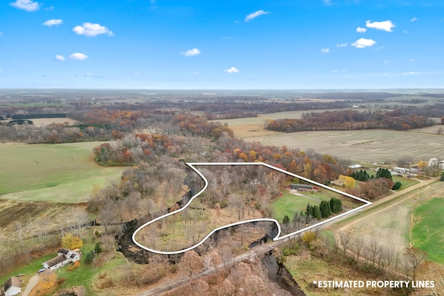 drone / aerial view with a rural view