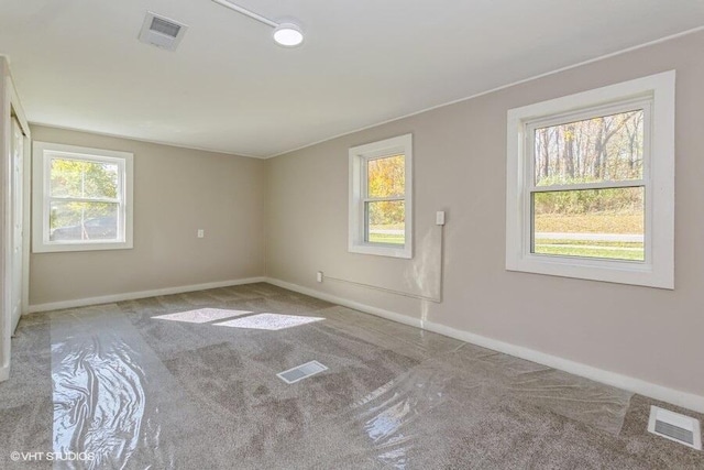 spare room with light colored carpet and plenty of natural light