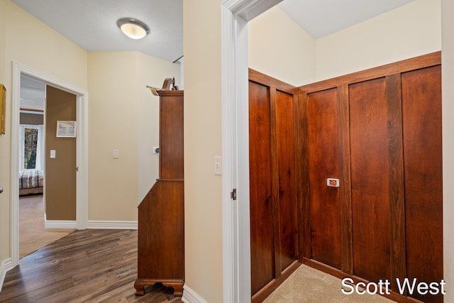 hall featuring dark hardwood / wood-style flooring