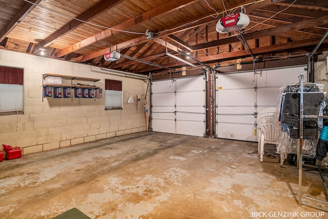 garage with a garage door opener