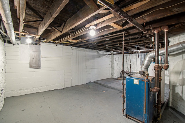 basement featuring electric panel