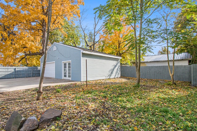 garage featuring french doors