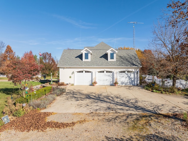 exterior space with a garage