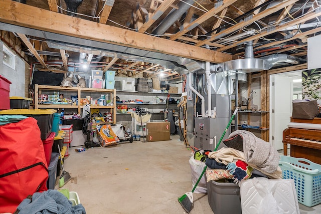 basement with heating unit