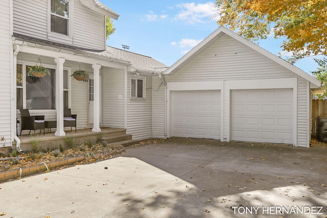 exterior space featuring a garage