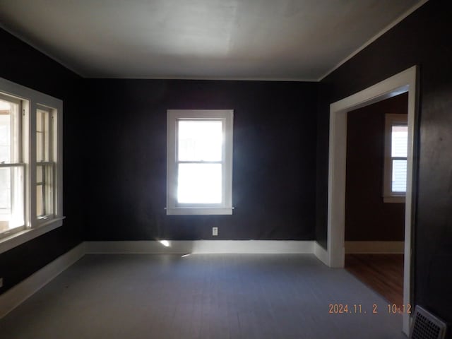 spare room featuring hardwood / wood-style flooring and a wealth of natural light