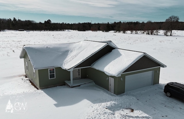 exterior space with a garage