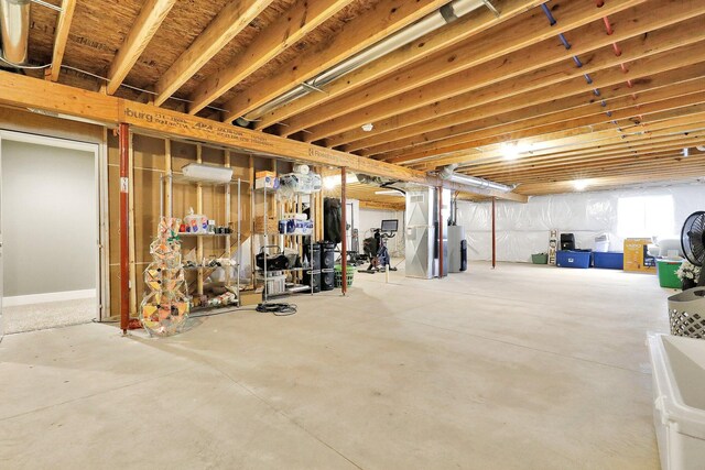 basement with water heater