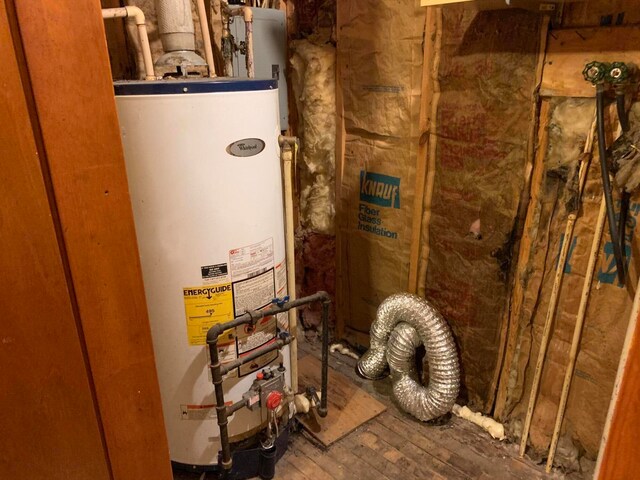 utility room with gas water heater