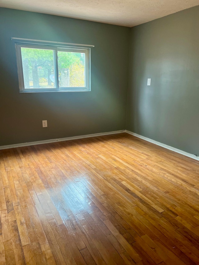 unfurnished room featuring a textured ceiling and light wood-type flooring