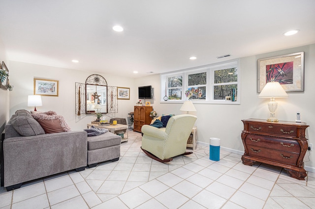 view of tiled living room