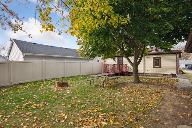 view of yard with a deck