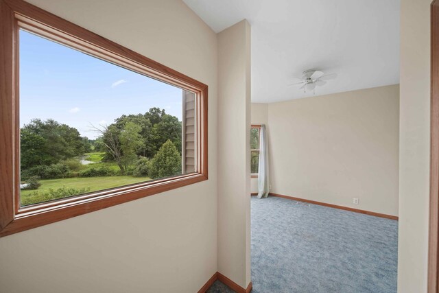 corridor with plenty of natural light and carpet floors