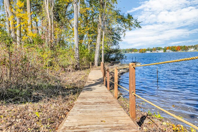 view of dock featuring a water view