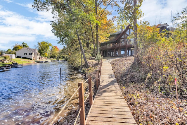 dock area featuring a water view