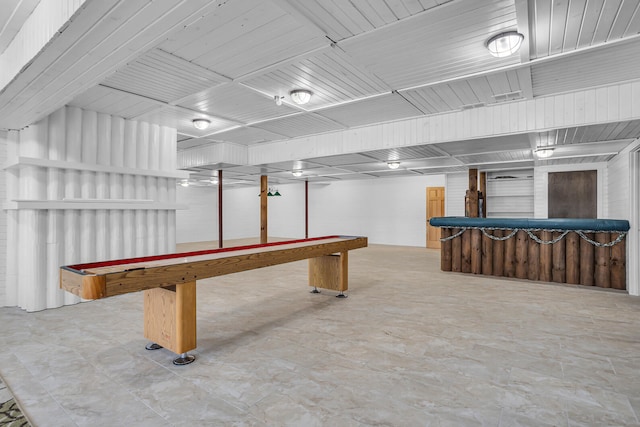 recreation room with bar area and pool table