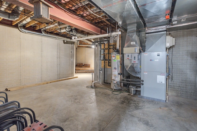 basement with gas water heater