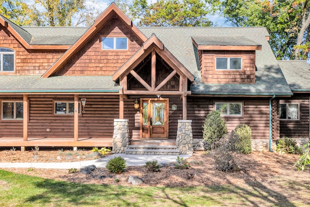 view of log-style house