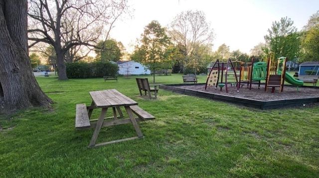 view of play area with a lawn