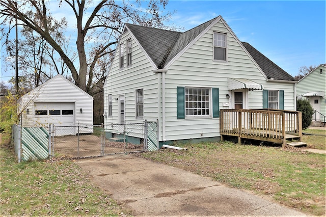 bungalow-style home featuring a deck