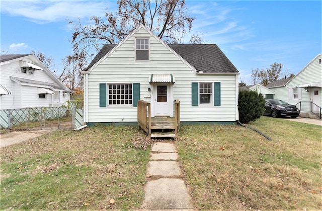 bungalow with a front lawn