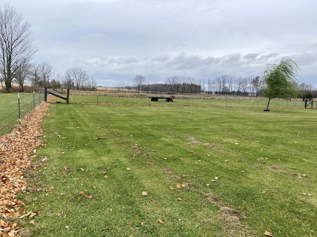 view of yard with a rural view