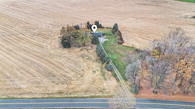 aerial view featuring a rural view