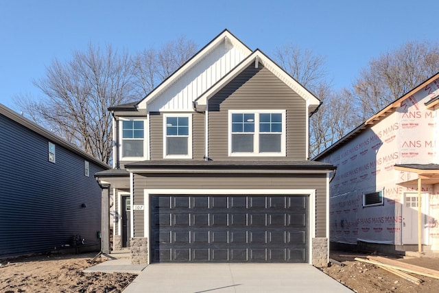 view of front of property with a garage