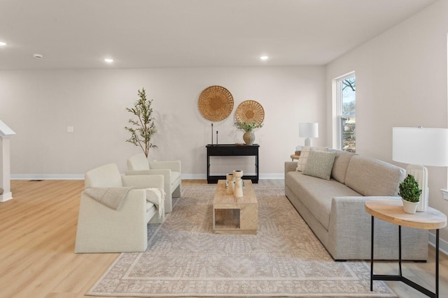 living room with hardwood / wood-style floors