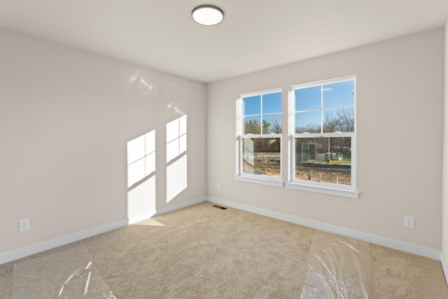 spare room with plenty of natural light and light colored carpet