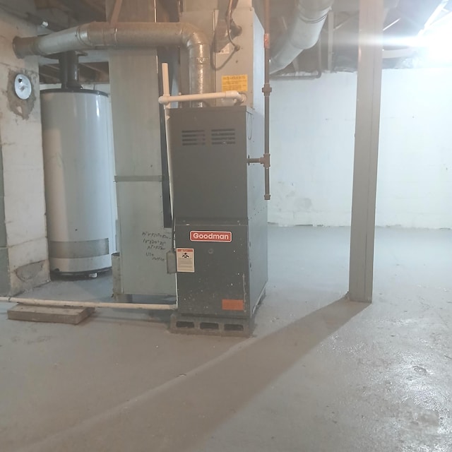 utilities with heating unit and gas water heater