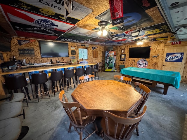 playroom with concrete floors