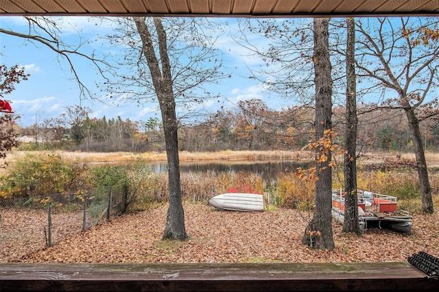 view of yard with a water view