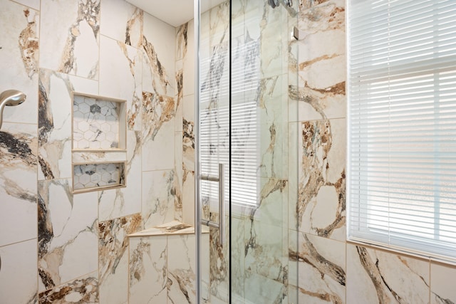 interior details with tiled shower