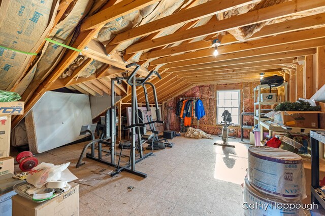 view of unfinished attic