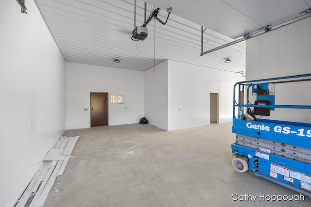 garage with a garage door opener