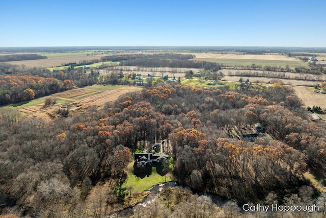 aerial view featuring a rural view