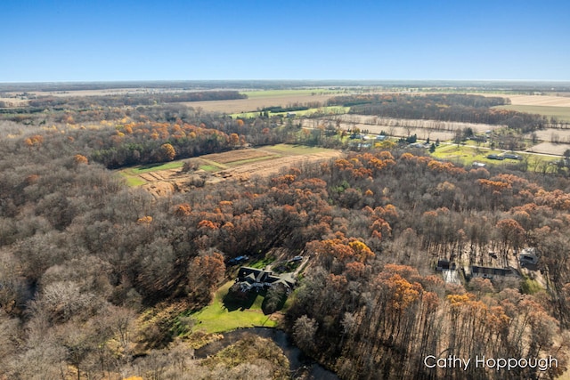 aerial view featuring a rural view