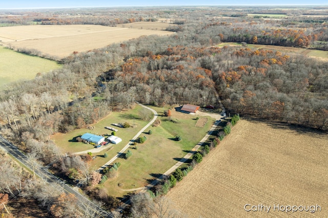 drone / aerial view with a rural view