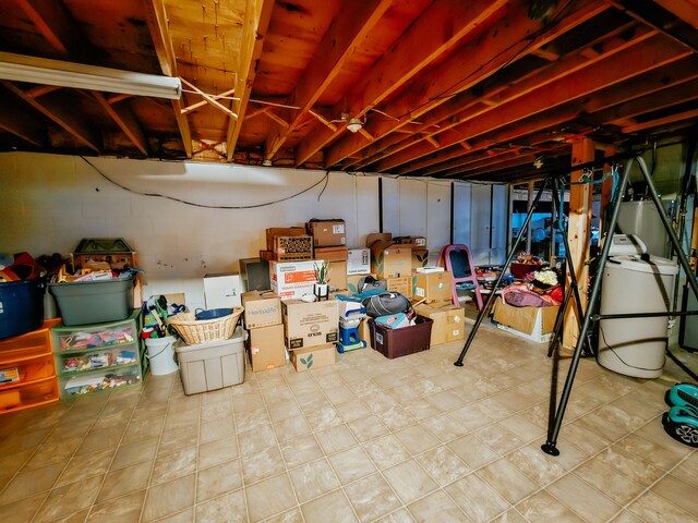 basement with gas water heater