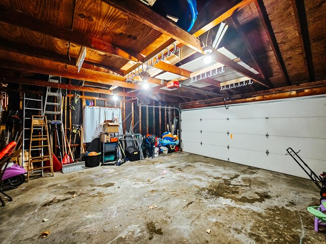 garage with a garage door opener