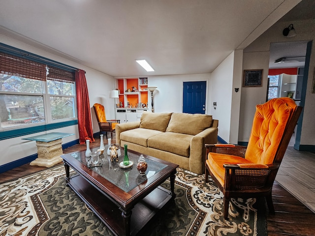 living room with wood-type flooring