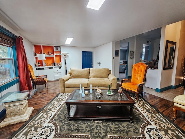 living room with hardwood / wood-style flooring