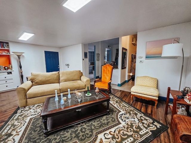 living room with hardwood / wood-style floors