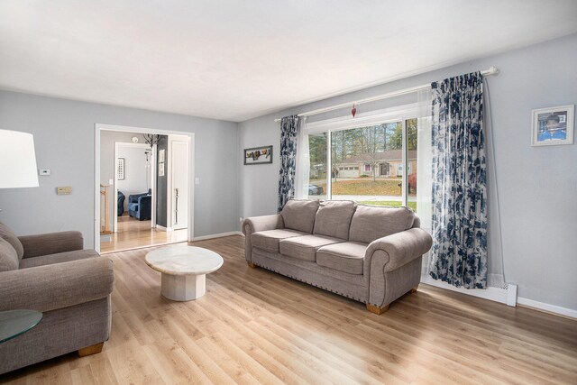 living room featuring light hardwood / wood-style floors